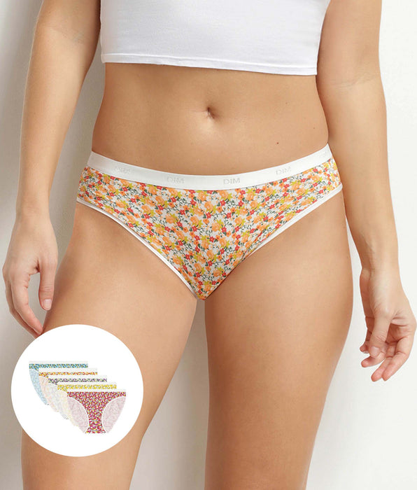 DIM Pack de 5 braguitas de mujer de algodón elástico con estampado liberty Les Pockets