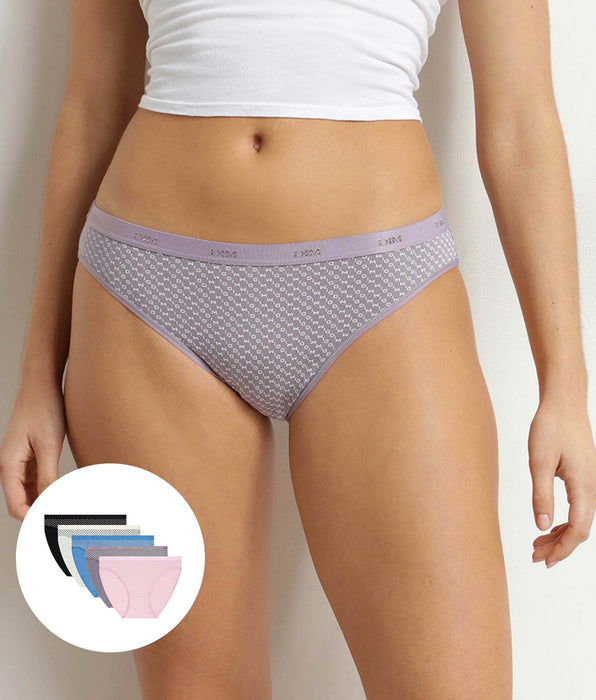 DIM Pack de 5 braguitas de mujer de algodón elástico con el logotipo Dim Les Pockets