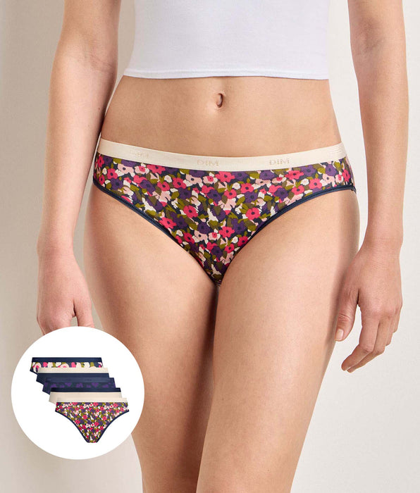 DIM Pack de 5 bragas éclat floral Les Pockets Coton