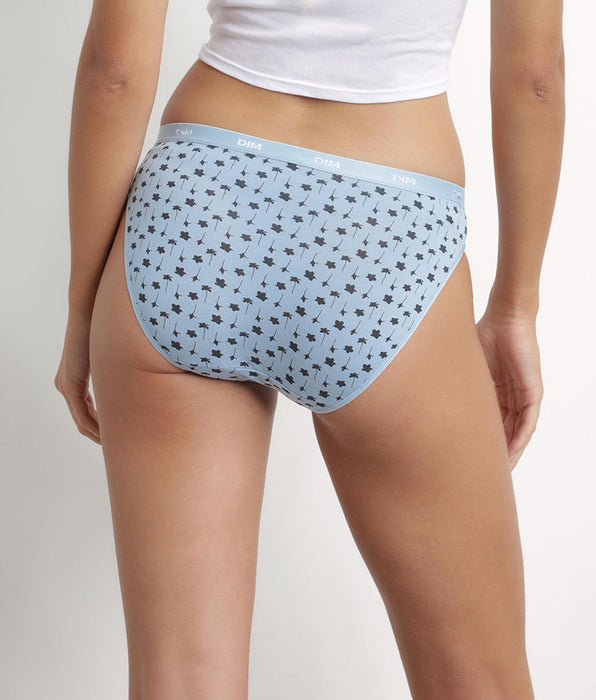 DIM Pack de 3 bragas de algodón elástico azul para mujer con estampado Les Pockets