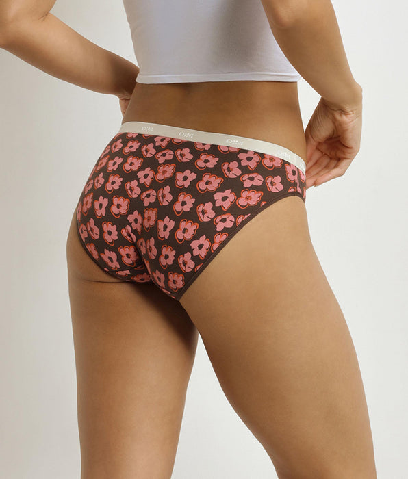 DIM Pack de 3 calzoncillos de mujer con motivos bohemios rosas y marrones Les Pockets