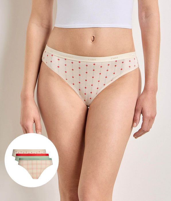 DIM Pack de 5 braguitas Flores suaves Les Pockets Coton