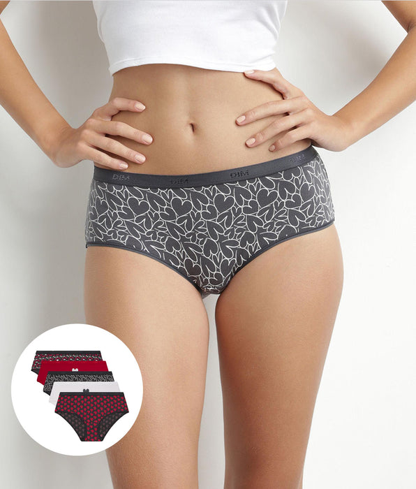 DIM Pack de 5 shorties rojos de algodón elástico con corazones Les Pockets