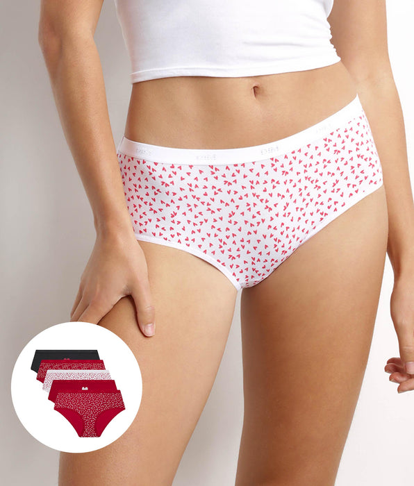 DIM Pack de 5 culottes de mujer de algodón elástico con estampado de corazones Les Pockets