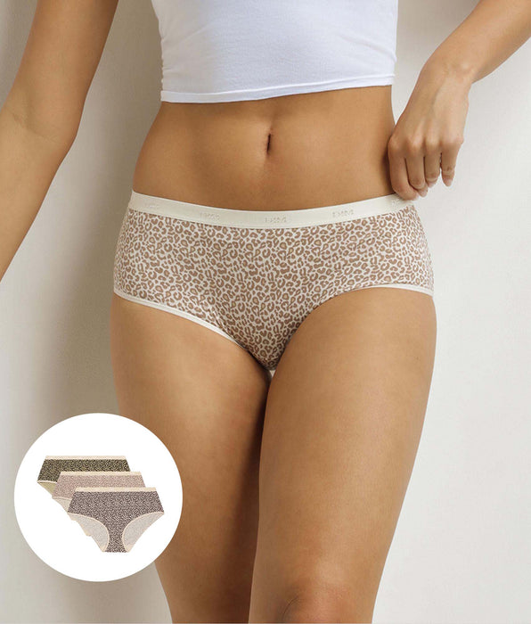 DIM Pack de 3 calzoncillos mujer estampado leopardo Negro Beige Les Bolsillos