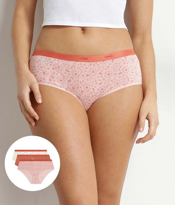 DIM Pack de 3 bóxers de mujer de algodón elástico con estampado de sol Les Pockets