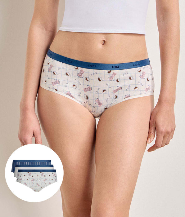 DIM Lote de 3 shortys mañana suave Les Pockets Coton