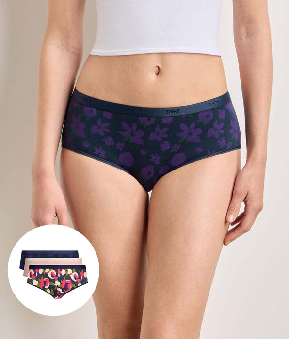 DIM Lote de 3 shortys floral chic Les Pockets Coton