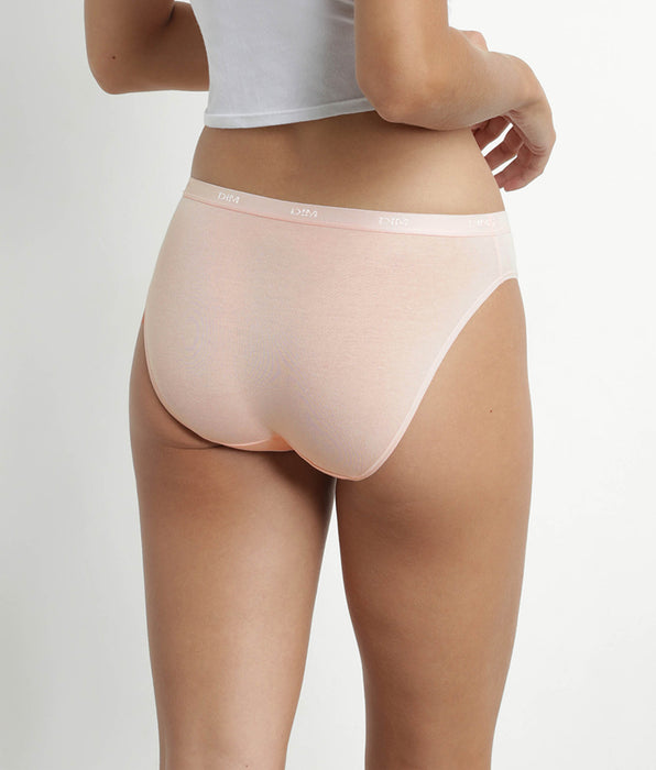 DIM Pack de 3 bragas de algodón elástico Amarillo Nude Marrón Les Bolsillos Ecodim