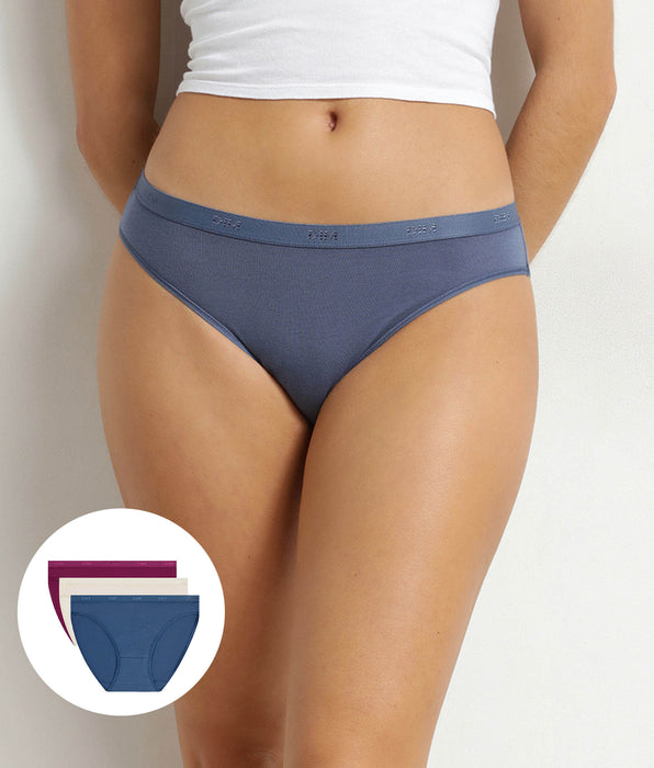 DIM Pack de 3 braguitas de mujer de algodón elástico Cendre Crème Les Pockets Ecodim