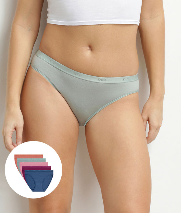 DIM Pack de 5 braguitas de mujer de algodón elástico terracota Les Pockets Ecodim