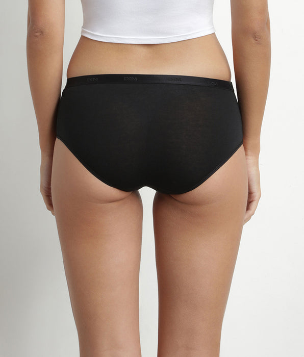 DIM Pack de 5 culottes de algodón para mujer Negro Nude Blanco Les Pockets Ecodim