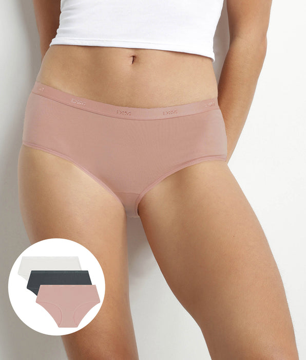 DIM Pack de 3 culottes de mujer de algodón elástico Gris Rosa Les Pockets Ecodim