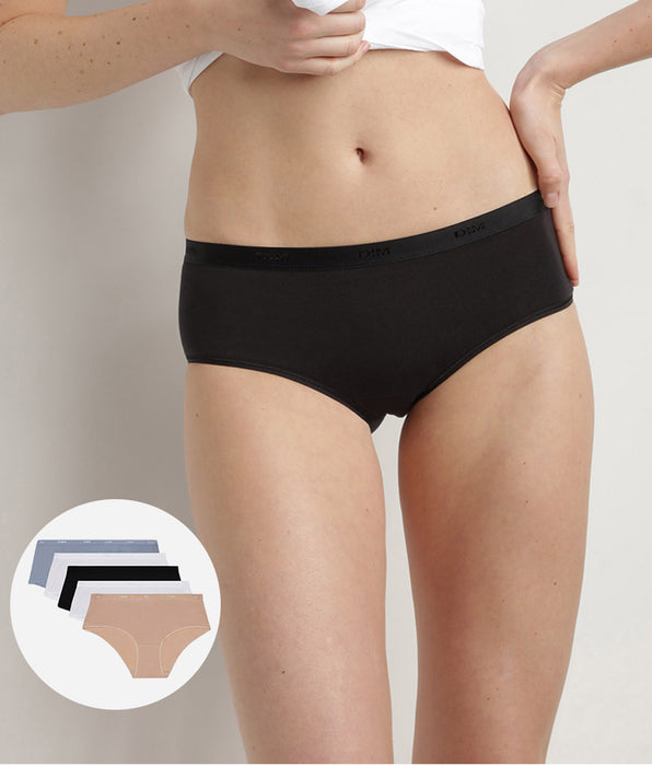 DIM Pack de 5 culottes de algodón elástico Les Pockets Ecodim