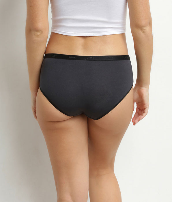 DIM Pack de 5 bóxers de mujer de algodón elástico Gris Amarillo Les Pockets Ecodim