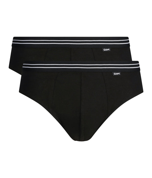 DIM Pack de 2 slips de algodón elástico para hombre Negro EcoDim