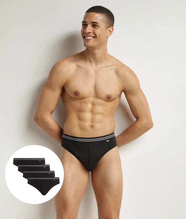 DIM Pack de 4 slips de hombre de algodón elástico negro EcoDim