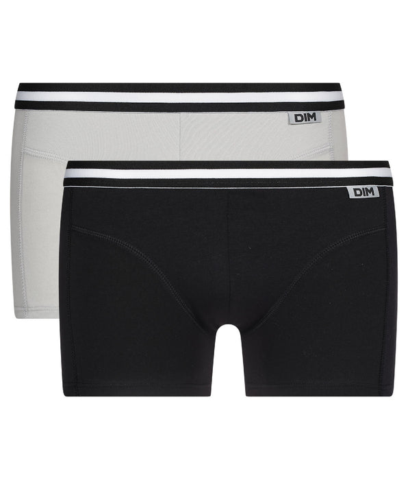 DIM Pack de 2 bóxers negro y gris de algodón elástico EcoDIM