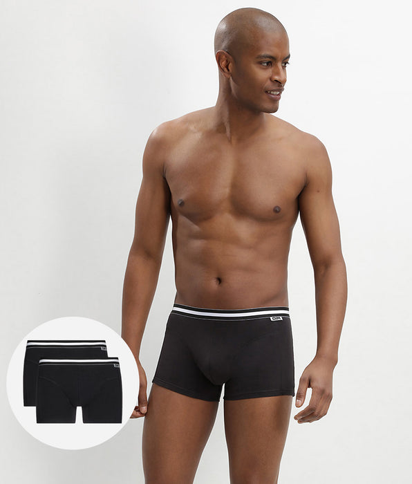 DIM Pack de 2 bóxers de algodón elástico para hombre EcoDim negros