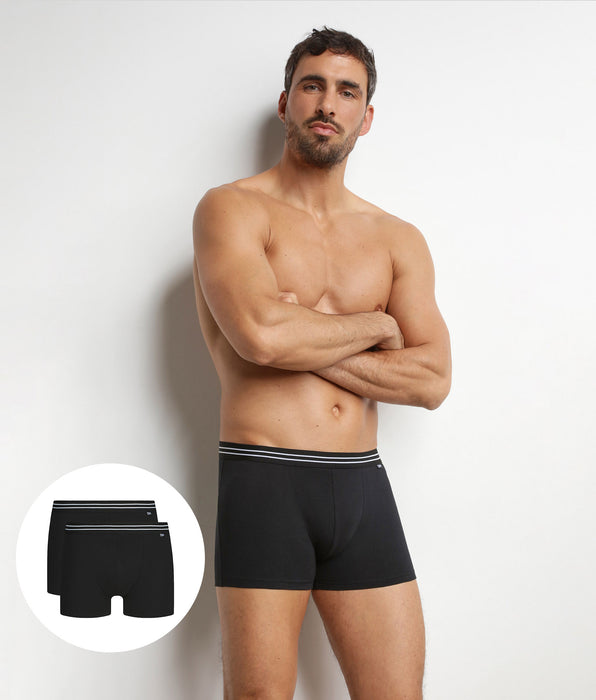 DIM Pack de 2 bóxers de algodón elástico para hombre EcoDim negros