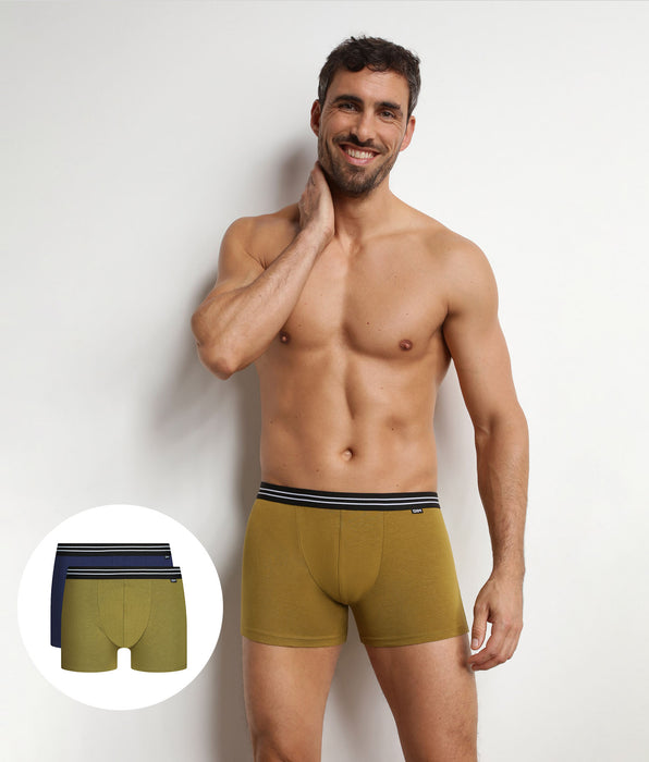 DIM Pack de 2 bóxers para hombre de algodón elástico Cumin EcoDim