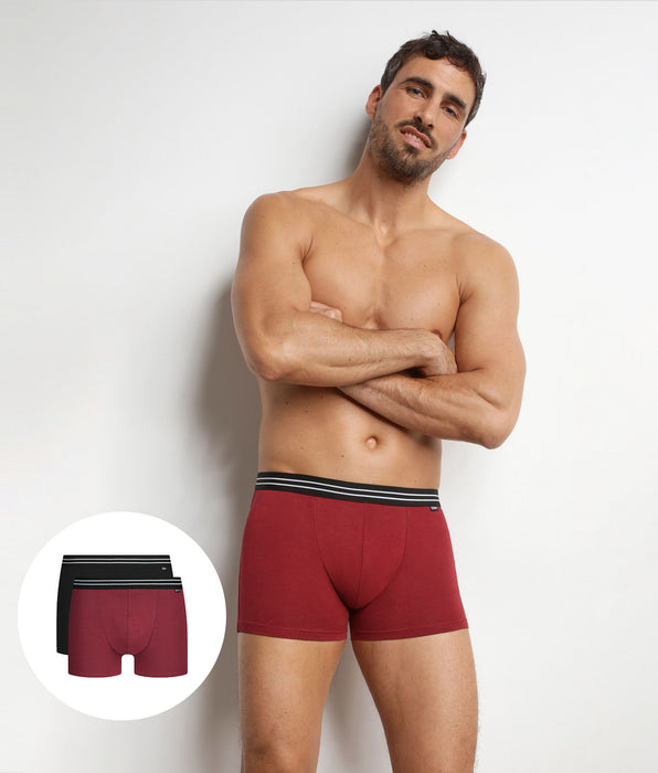 DIM Pack de 2 bóxers de algodón elástico para hombre Rojo EcoDim