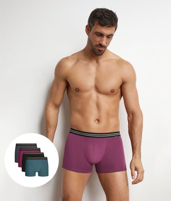 DIM Pack de 4 bóxers para hombre de algodón elástico Fusion EcoDim