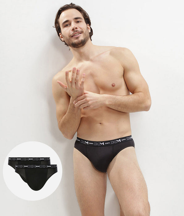 DIM Pack de 2 calzoncillos negros de algodón elástico para hombre