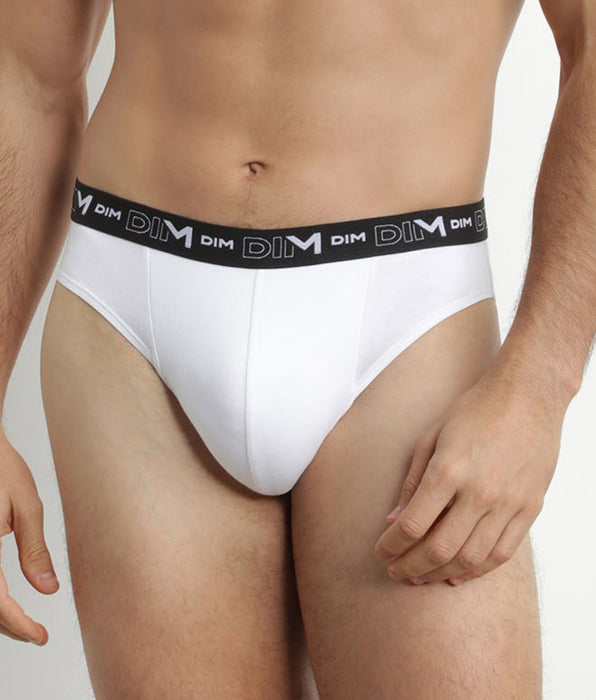 DIM Pack de 2 calzoncillos de hombre de algodón elástico con cintura en contraste gris blanco