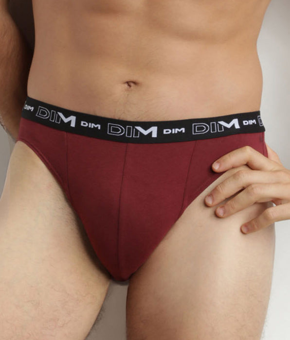 DIM Pack de 2 calzoncillos de hombre azul rojo con cintura de contraste de algodón elástico Dim