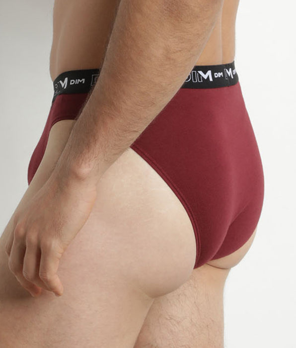 DIM Pack de 2 calzoncillos de hombre azul rojo con cintura de contraste de algodón elástico Dim