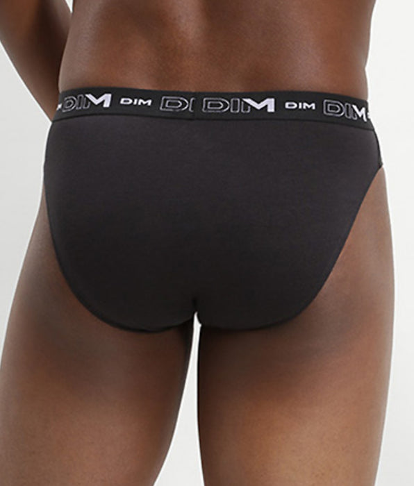 DIM Pack de 3 slips negros para hombre de algodón elástico