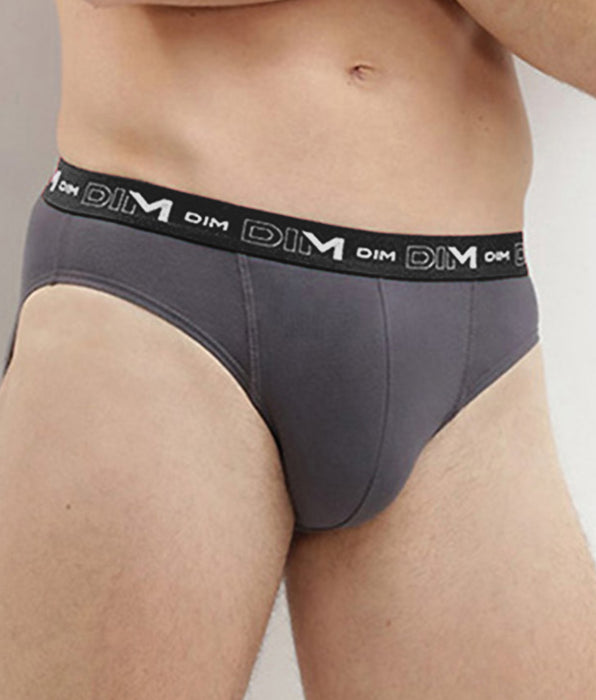 DIM Pack de 3 slips gris, rojo chile y negro Coton Stretch