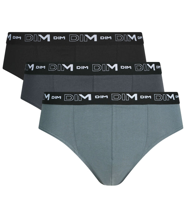 DIM Pack de 3 slips para hombre Negro Gris Dim Algodón Elástico