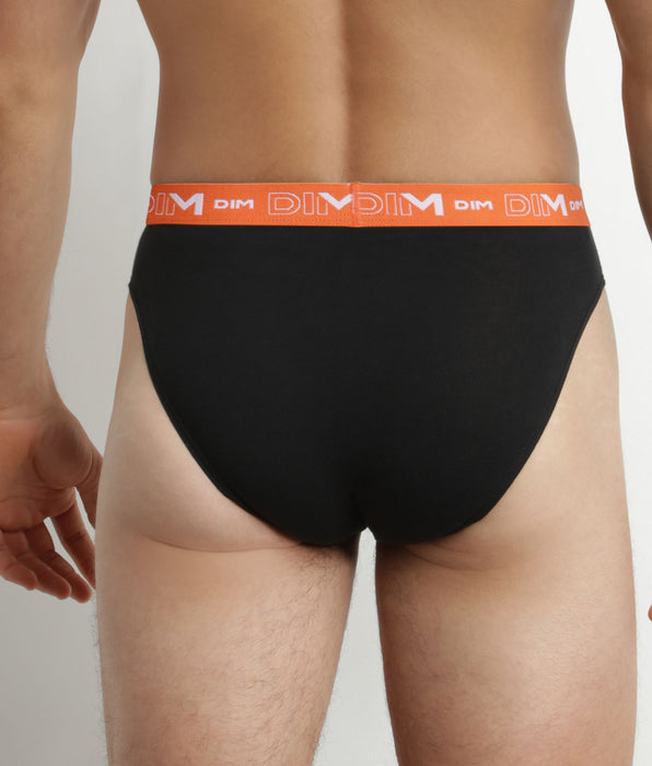 DIM Pack de 3 calzoncillos para hombre de algodón elástico Dim Negro Naranja Verde
