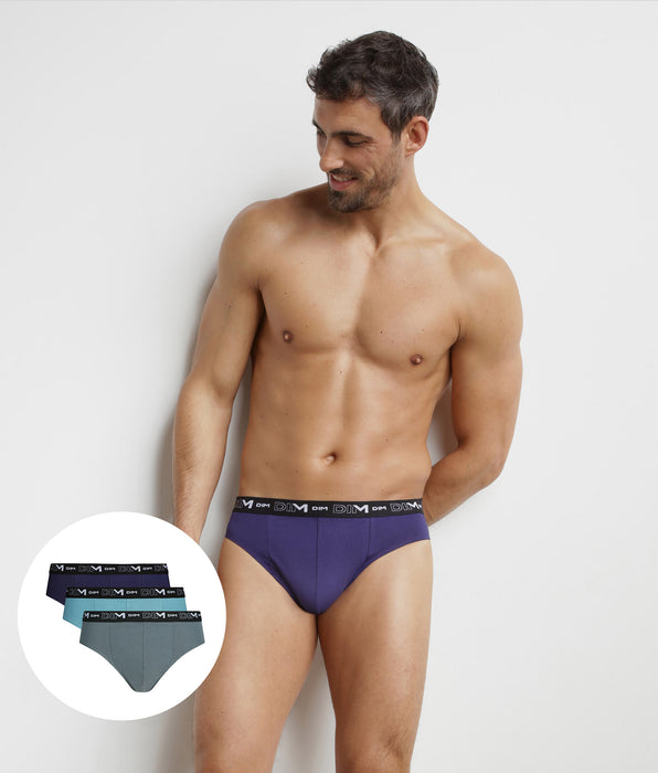 DIM Pack de 3 slips para hombre Glace Dim Coton Stretch
