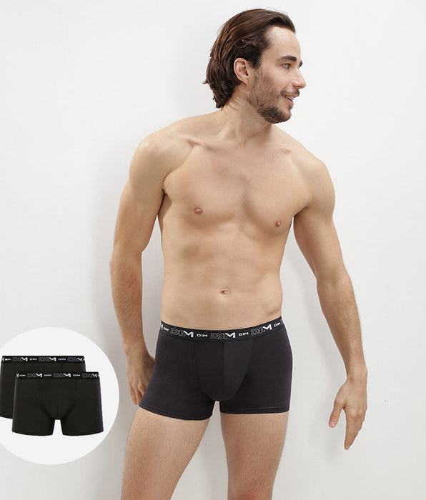 DIM Pack de 2 bóxers negros de algodón elástico para hombre
