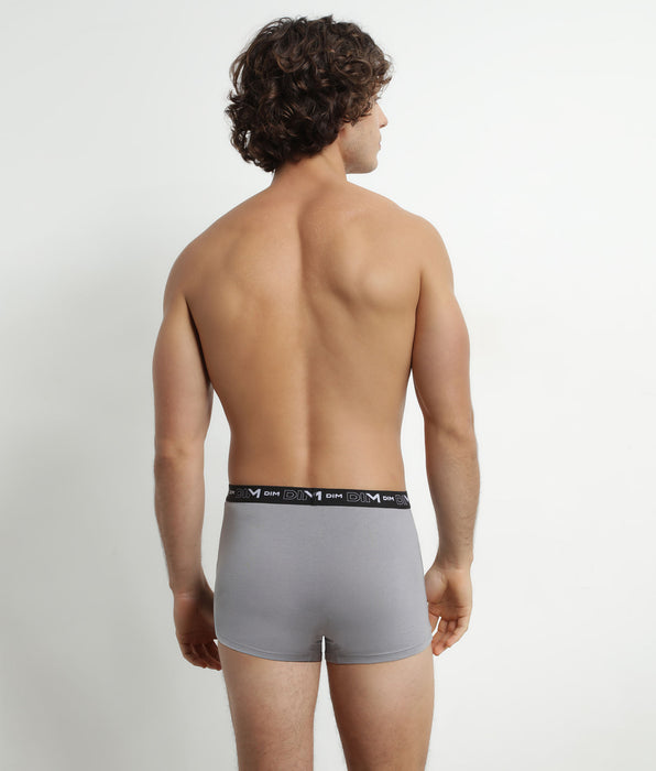 DIM Pack de 2 Boxers Hombre Blanco Gris Contraste Cintura Dim Algodón Stretch