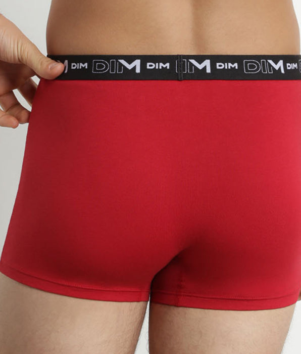 DIM Pack de 2 bóxers para hombre de color gris rojizo con cintura en contraste de algodón elástico Dim