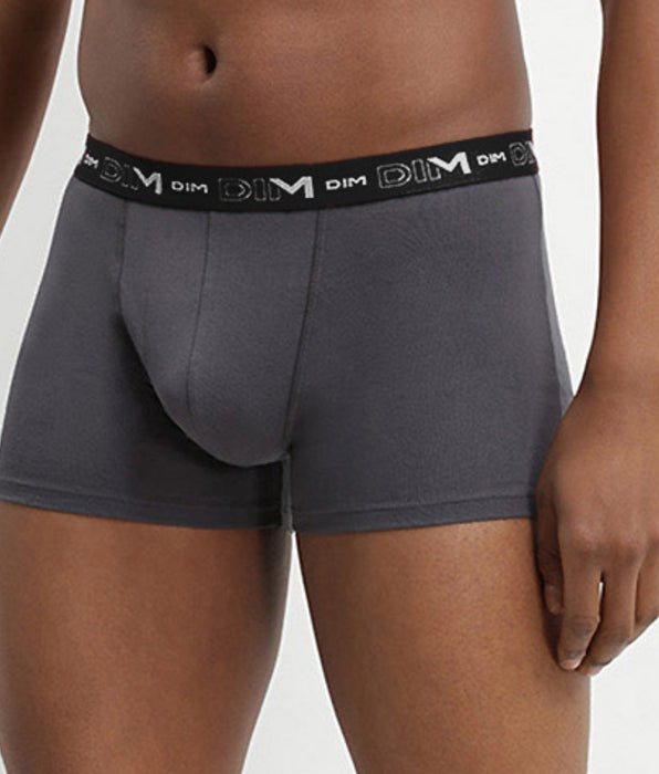 DIM Pack de 3 bóxers gris, rojo y negro de algodón elástico Coton Stretch
