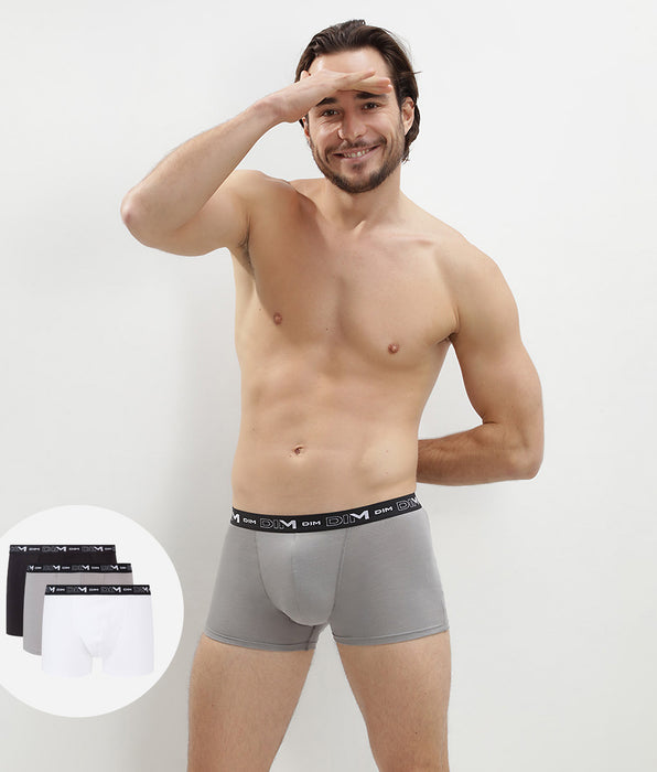 DIM Pack de 3 bóxers negro, gris y blanco de algodón elástico hombre
