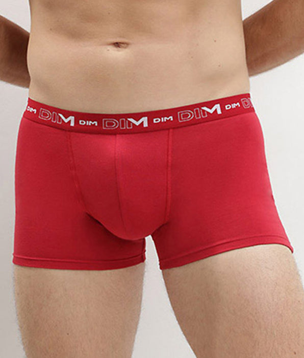 DIM Pack de 3 bóxers para hombre azul rojo y acero Coton Stretch