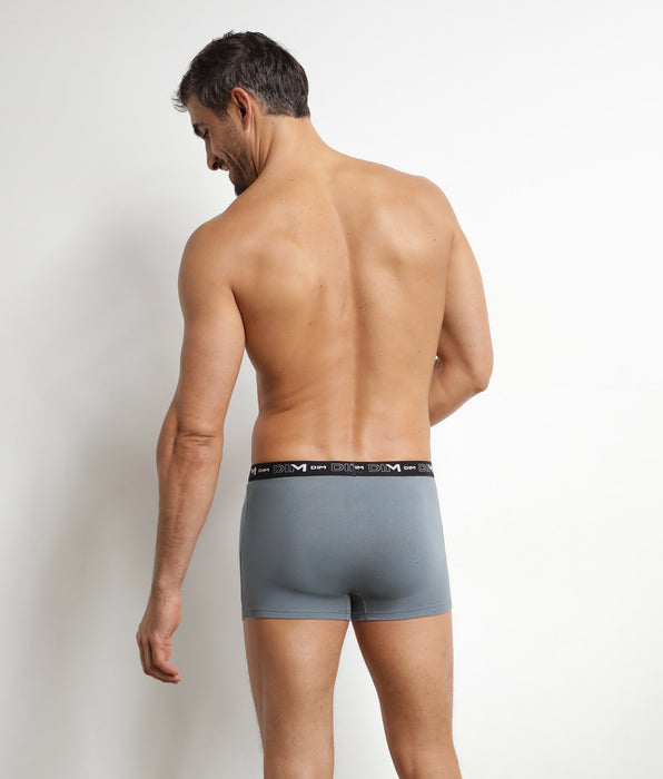 DIM Pack de 3 bóxers para hombre Negro Gris cinturilla en contraste Dim Coton Stretch
