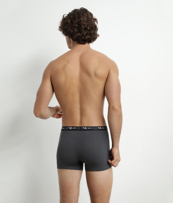 DIM Pack de 3 calzoncillos bóxer de algodón para hombre Negro Gris Dim Algodón Stretch