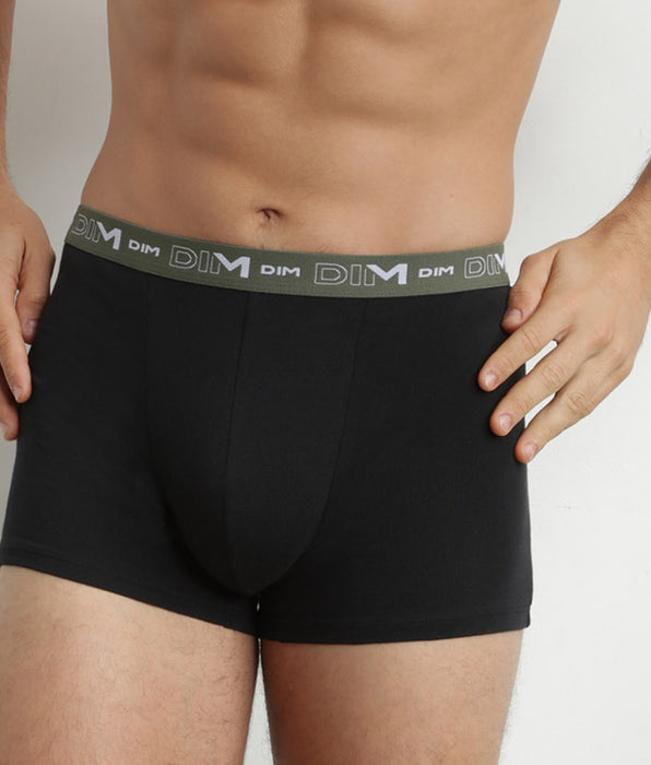 DIM Pack de 3 calzoncillos bóxer de algodón elástico azul naranja para hombre