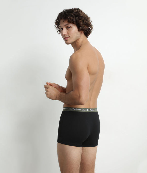 DIM Pack de 3 calzoncillos bóxer de algodón elástico azul naranja para hombre