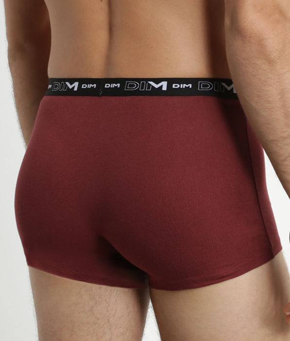DIM Pack de 3 calzoncillos bóxer de algodón elástico rojo verde para hombre