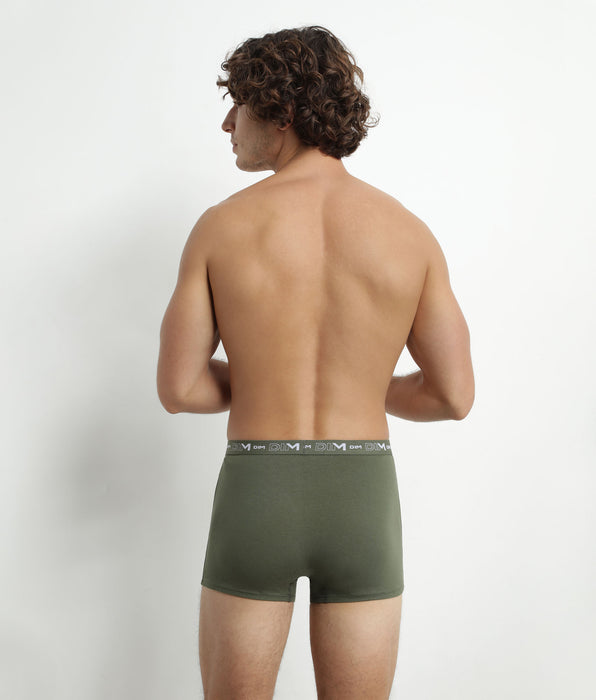 DIM Pack de 3 calzoncillos bóxer de algodón elástico naranja verde para hombre