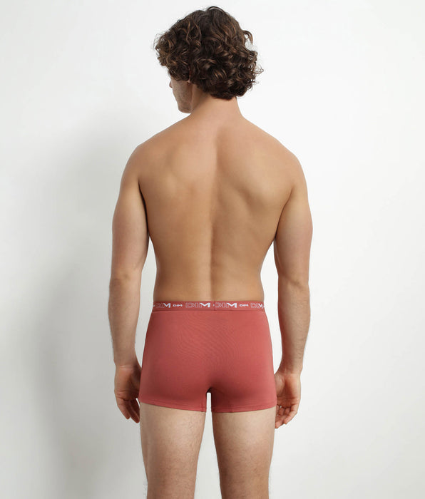 DIM Pack de 3 calzoncillos bóxer de algodón elástico para hombre, color negro terracota Chiné Dim