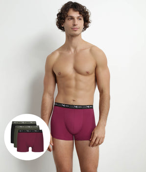 Pack de 3 bóxers para hombre de algodón elástico Negro Caqui Rojo Dim